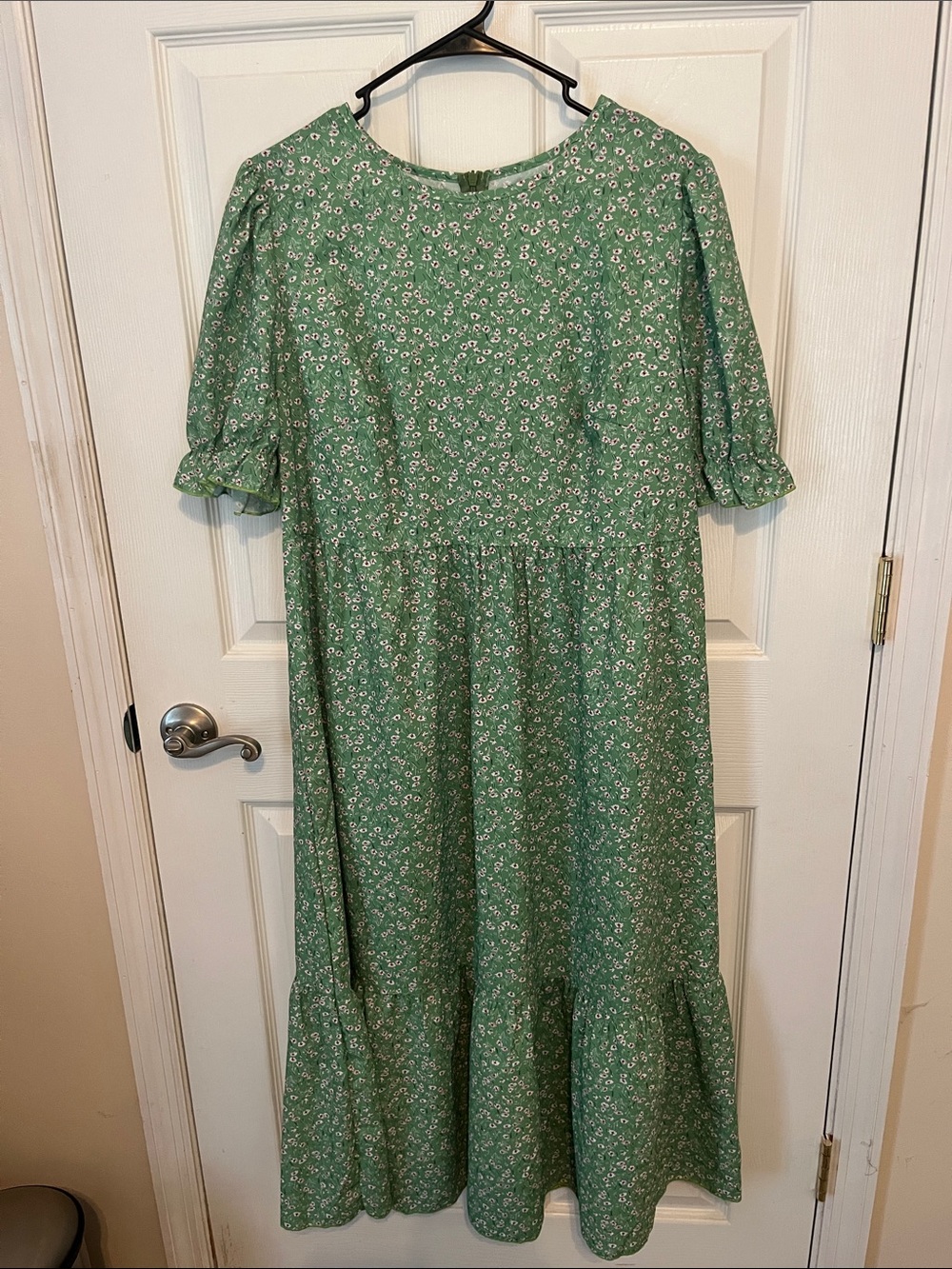 SHEIN Green Floral Maxi Dress with Ruffle Hem